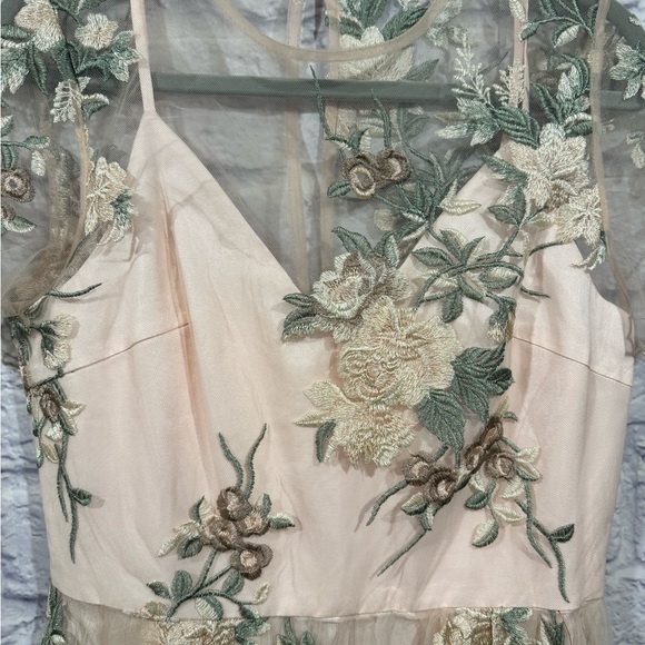 Chi Chi London Floral Embroidered Mesh Overlay Midi Dress in Nude size 10 NWT - Picture 4 of 9